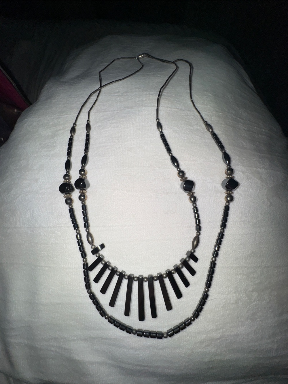 Silver and Beaded Layered Necklace